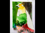 <i>CROW GODDESS</i> – wall sculpture, watercolour, pen & ink, rag ppr, wood block #susiartness 2018